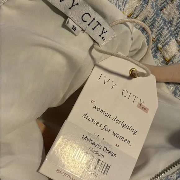 Ivy City Co Long Sleeve Blue and Cream MyKayla thick Plaid Dress - Picture 2 of 7